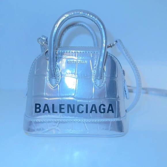 Authentic Balenciaga Silver Croc Mini Ville Bag - Picture 2 of 4